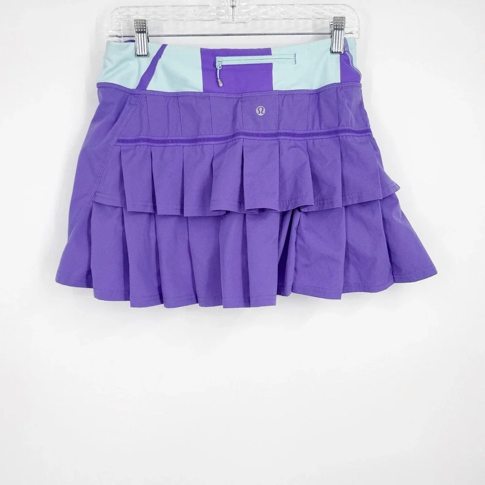 Lululemon Run Pace Setter Skirt Purple Mint Pleated Tennis Skort 6 Tall